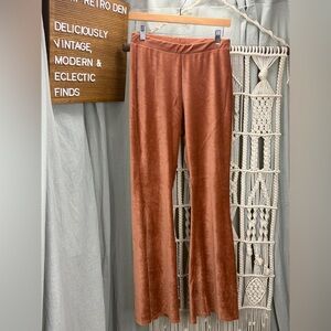 Altar’d State Velvety Rubbed Flared Pants - Rust | Medium